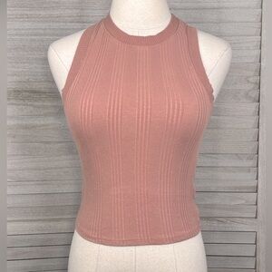 ZARA Ribbed Stretchy Tank Top Mauve Pink-Small